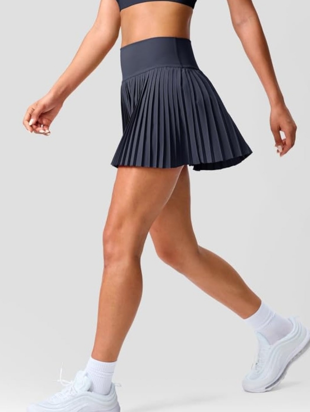 Yogalicious Pleated Mini Skirt in Charcoal - Picture 3 of 6